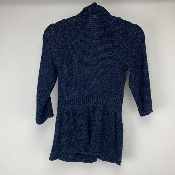 EDDIE BAUER Navy Blue Knit Button Front 3/4 Sleeve Sweater Cardigan Small - Picture 2 of 5